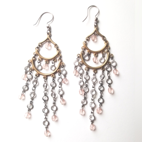 1990s Tear Drop Pools of Light Earrings - Picture 3 of 4